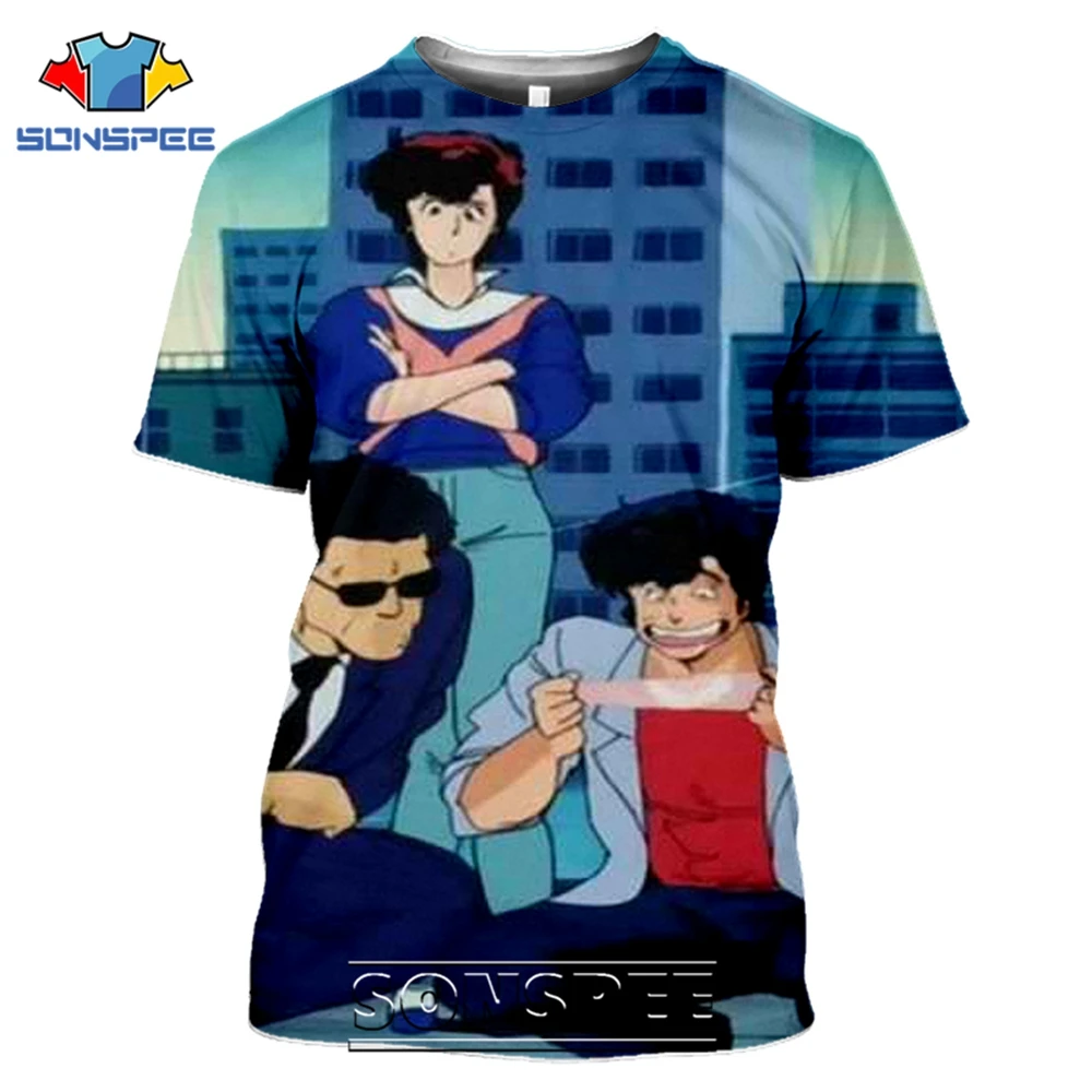 SONSPEE T-shirts CITY HUNTER 3D Print Men Women Vintage Casual Hip Hop Japanese Streetwear Retro Anime Harajuku Tees Tops Shirt (5)