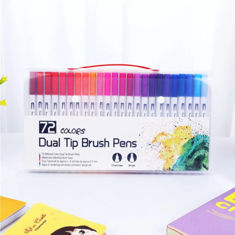 72PCS Colorful Pens Dual Tip Brush Marker Pen Watercolor Fine Liner Art Markers For Coloring Drawing Painting Calligraphy
72PCS Colorful Pens Dual Tip Brush Marker Pen Watercolor Fine Liner Art Markers For Coloring Drawing Painting Calligraphy