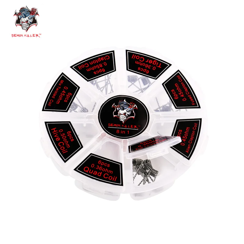 Original Demon Killer Prebuilt Coil 8-in-1 Kit E Cigarette Vape DIY Accessory KA1 Alien Clapton Tiger Quad Twisted Premade Wire
Original Demon Killer Prebuilt Coil 8-in-1 Kit E Cigarette Vape DIY Accessory KA1 Alien Clapton Tiger Quad Twisted Premade Wire