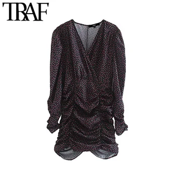 TRAF Women Vintage Chic Print Draped Sheath Mini Dress Fashion V Neck Long Sleeve Side Zipper Female Dresses Vestidos Mujer
TRAF Women Vintage Chic Print Draped Sheath Mini Dress Fashion V Neck Long Sleeve Side Zipper Female Dresses Vestidos Mujer