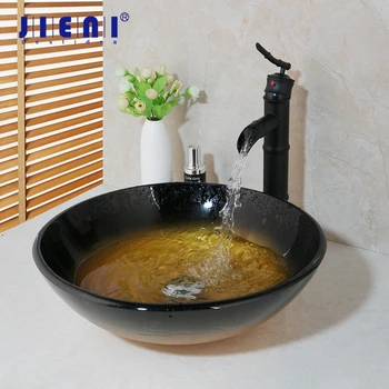 JIENI Yellow Bathroom Glass Wash Basin Sink Hand-Paint Brown Lavatory Sink Combine Set ORB Bamboo Waterfall Mixer Tap Faucet
JIENI Yellow Bathroom Glass Wash Basin Sink Hand-Paint Brown Lavatory Sink Combine Set ORB Bamboo Waterfall Mixer Tap Faucet