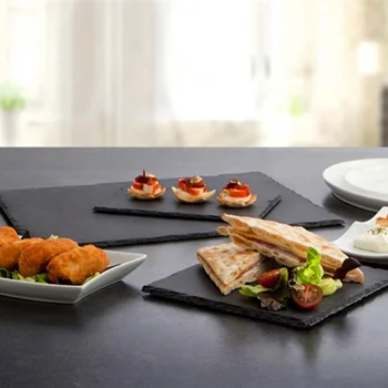 Natural Black Western Slate stone Dishes Solid Square Sushi Steak Barbecue BBQ Plate Drink Coaster Plate For Home Bar Kitchen
Natural Black Western Slate stone Dishes Solid Square Sushi Steak Barbecue BBQ Plate Drink Coaster Plate For Home Bar Kitchen