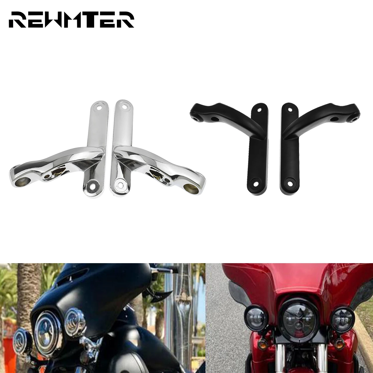 

Motorcycle Black/Chrome Auxiliary Lighting Bracket Frame For Harley Touring FLHR Electra Glide Road King Ultra Classic FLHT CVO