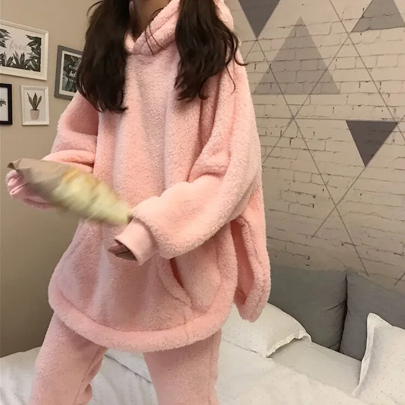 Sweet Hipster Pajamas Women's Spring And Autumn Long Sleeve Two-Piece Set Students Pocket Ear Hooded Loose-Fit Pajamas Tracksuit
Sweet Hipster Pajamas Women's Spring And Autumn Long Sleeve Two-Piece Set Students Pocket Ear Hooded Loose-Fit Pajamas Tracksuit