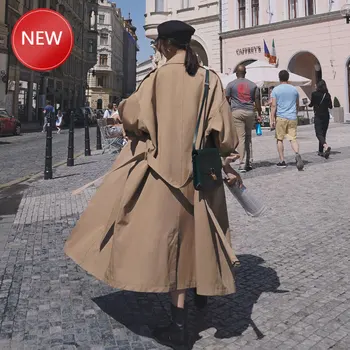 Oversized Women's Trench Coat Double-Breasted Long with Belt Office Lady Windbreaker Spring Autumn Cloak Fashion Korean Style
Oversized Women's Trench Coat Double-Breasted Long with Belt Office Lady Windbreaker Spring Autumn Cloak Fashion Korean Style
