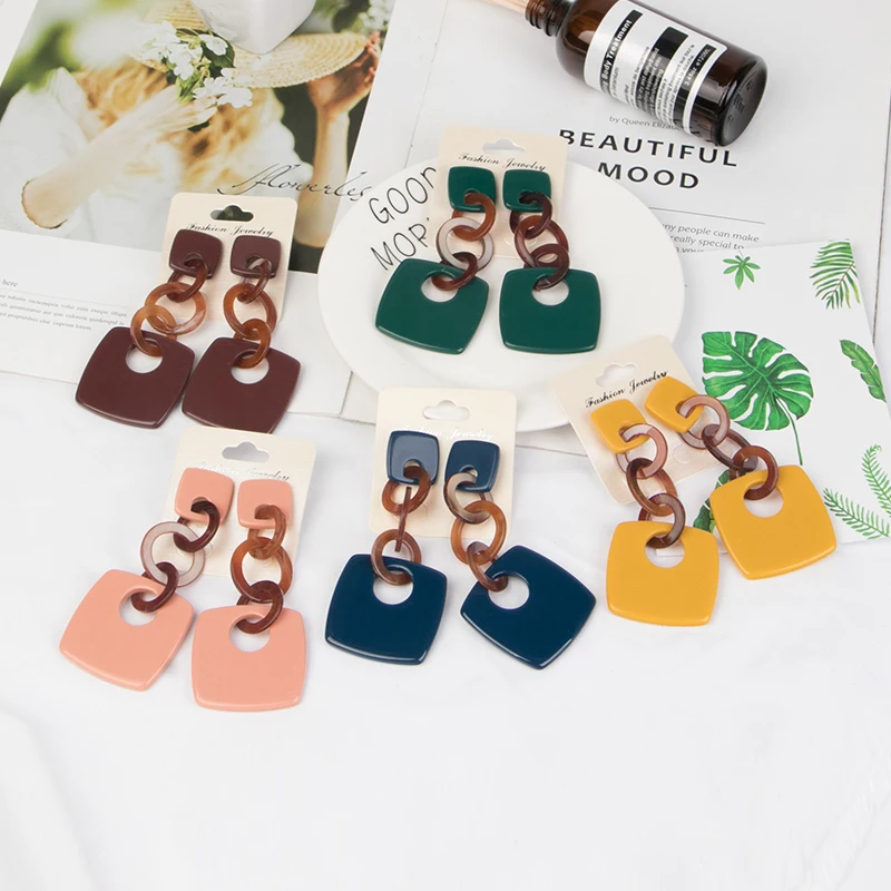 Vintage Dangle Fashion Acrylic Earrings Statement for Women Big Long Geometric Resin Dangling Earring Bohemian Jewelry Brincos (2)