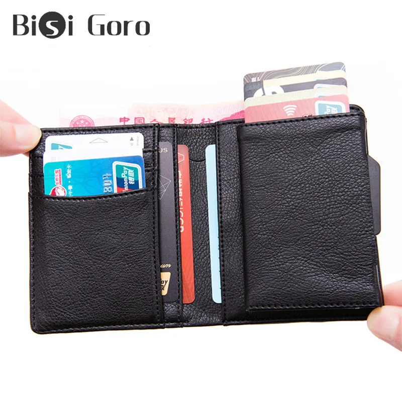 BISI GORO 2019 Men Wallets RFID Wallets High Quality PU Leather Aluminum Box Multifunctional Pop Up Business Card Wallet
BISI GORO 2019 Men Wallets RFID Wallets High Quality PU Leather Aluminum Box Multifunctional Pop Up Business Card Wallet