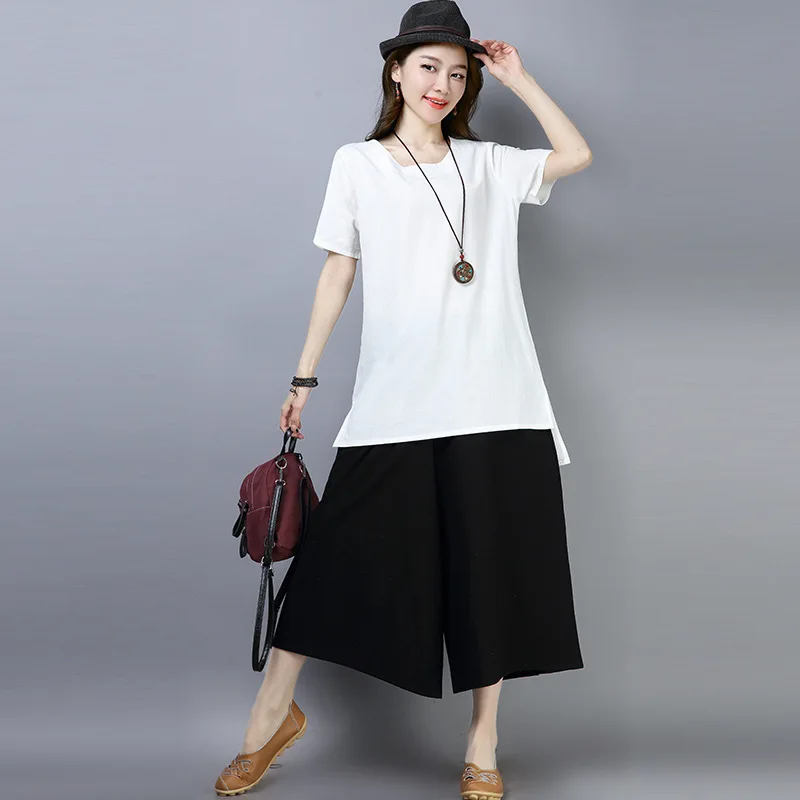 Fashion Leisure Suit Cotton Linen WOMEN'S Dress 2019 Summer New Style Literature And Art Loose-Fit Slimming Short Sleeve T-shirt
Fashion Leisure Suit Cotton Linen WOMEN'S Dress 2019 Summer New Style Literature And Art Loose-Fit Slimming Short Sleeve T-shirt