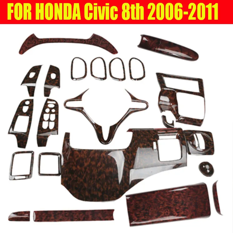 

Fit For Honda Civic 8th FD2 2006-2011 ABS Peach wood grain car Interior Frame Decor Cover Trim