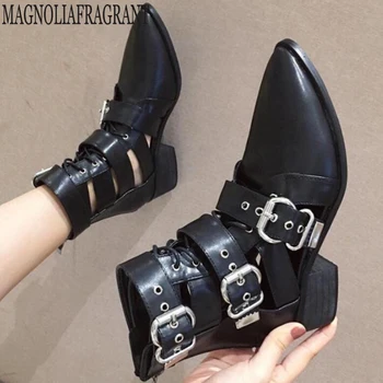 women solid ankle boots European style 3 belts buckle hollow cut out motorcycle boots cross-tied chunky zip woman booties y481 
women solid ankle boots European style 3 belts buckle hollow cut out motorcycle boots cross-tied chunky zip woman booties y481