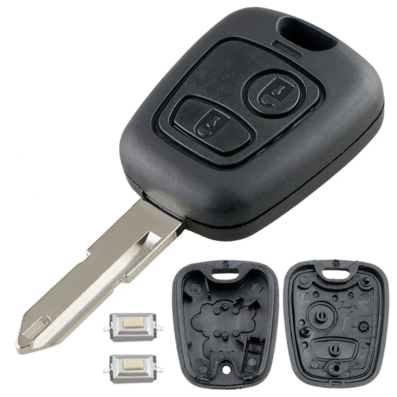 2 Buttons Remote Car Key Shell Fob Key Case Cover with 206 Blade Micro Switches Fit for Peugeot 106 107 206 207 306 307 406 407