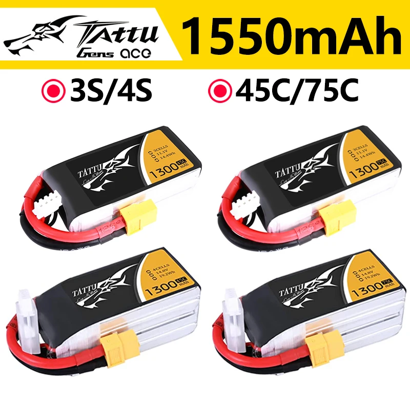 ACE Tattu FPV LiPo Rechargeable Battery 3S 4S 1550mAh 45C 75C 1P for RC Racing Drone Quadcopter | Игрушки и хобби