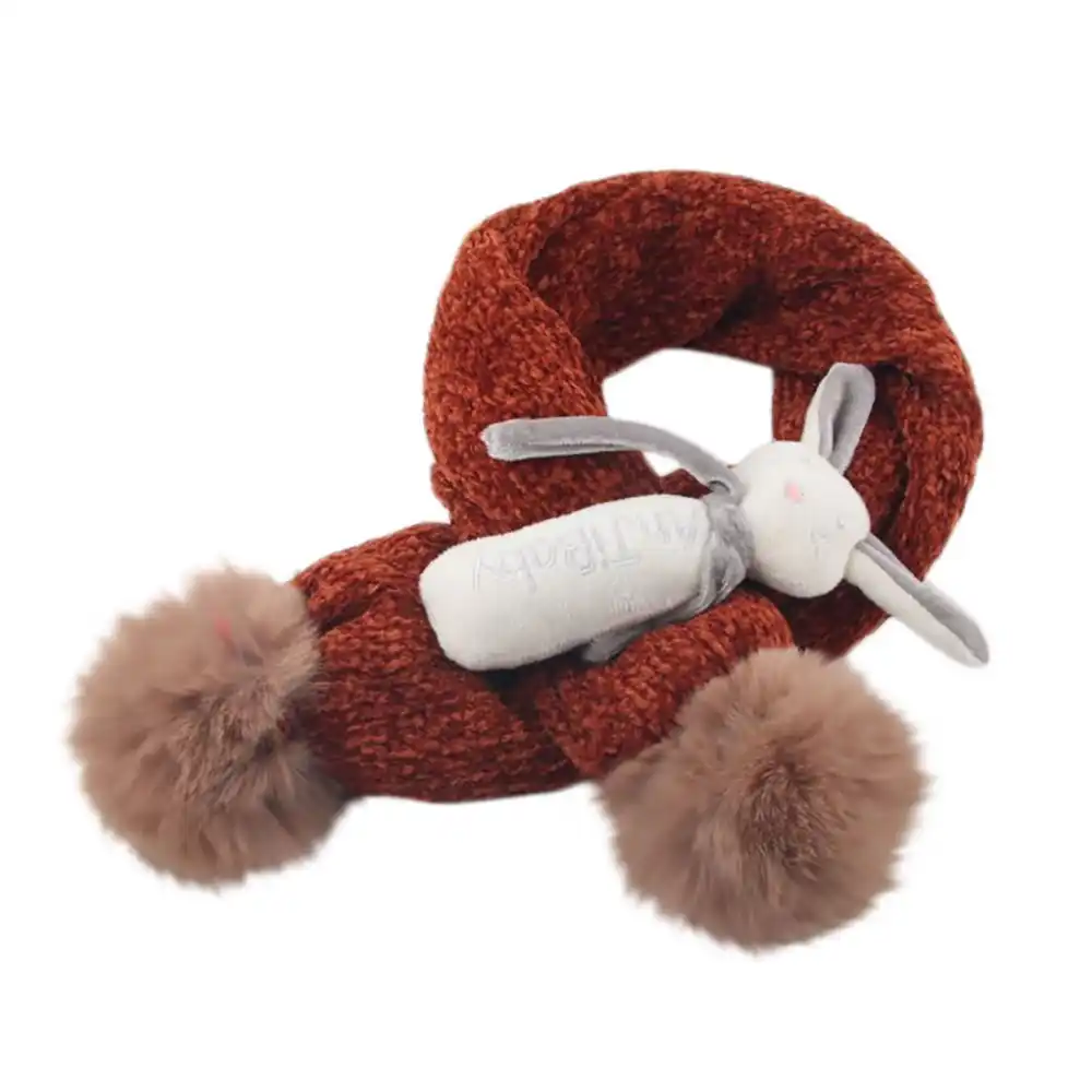 autumn and winter pompon scarf children proof and warm knitted