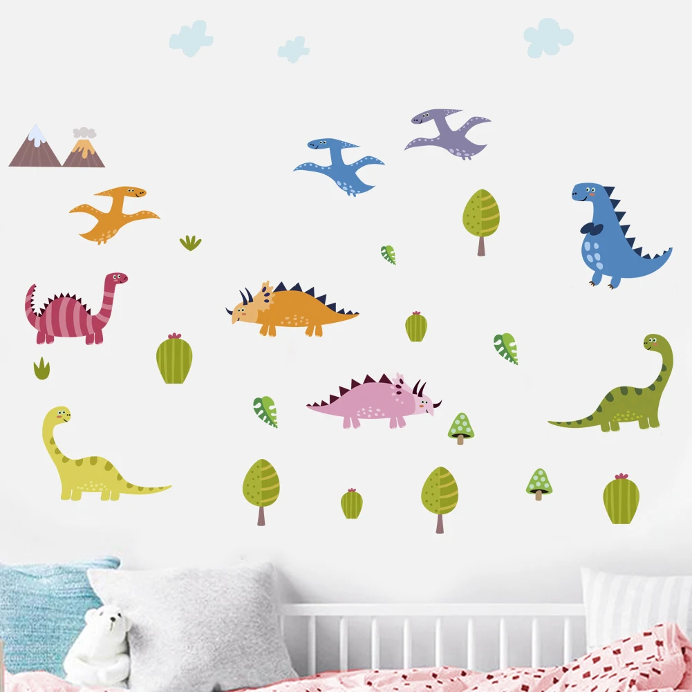3D Cartoon Little dinosaur PVC Wall Stickers Decals kids room Nursery Home Decor Mural for Boy Bedroom Murals Art poster | Дом и сад