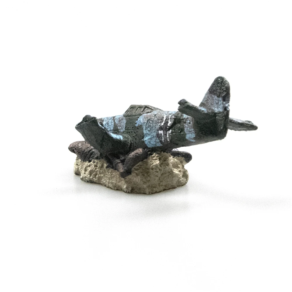 5 Aquarium Destroyed Aircraft Decorations Fish Tank Ornaments Resin Eco-Friendly for Freshwater Saltwater Aquarium Accessories