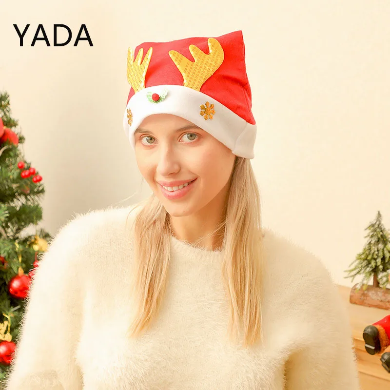 

YADA High Quality Christmas Santa Claus Red Hats Caps For Adult Decor New Year's Gifts Home Party Supplies TW210067