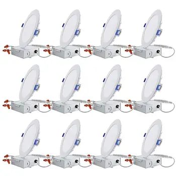 12-Pack 6 Inch 12W Dimmable Slim LED Downlight with J-Box, 100W Eqv. Recessed Ceiling Light, 850lm, ETL & Energy Star Listed Low
12-Pack 6 Inch 12W Dimmable Slim LED Downlight with J-Box, 100W Eqv. Recessed Ceiling Light, 850lm, ETL & Energy Star Listed Low