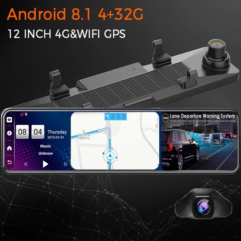 4G 12 Inch Android 8.1 4G+32G Car Rearview Mirror Stream Media GPS Navi Dash Cam Dual 1080P Camera Car Dvr ADAS Super Night
4G 12 Inch Android 8.1 4G+32G Car Rearview Mirror Stream Media GPS Navi Dash Cam Dual 1080P Camera Car Dvr ADAS Super Night