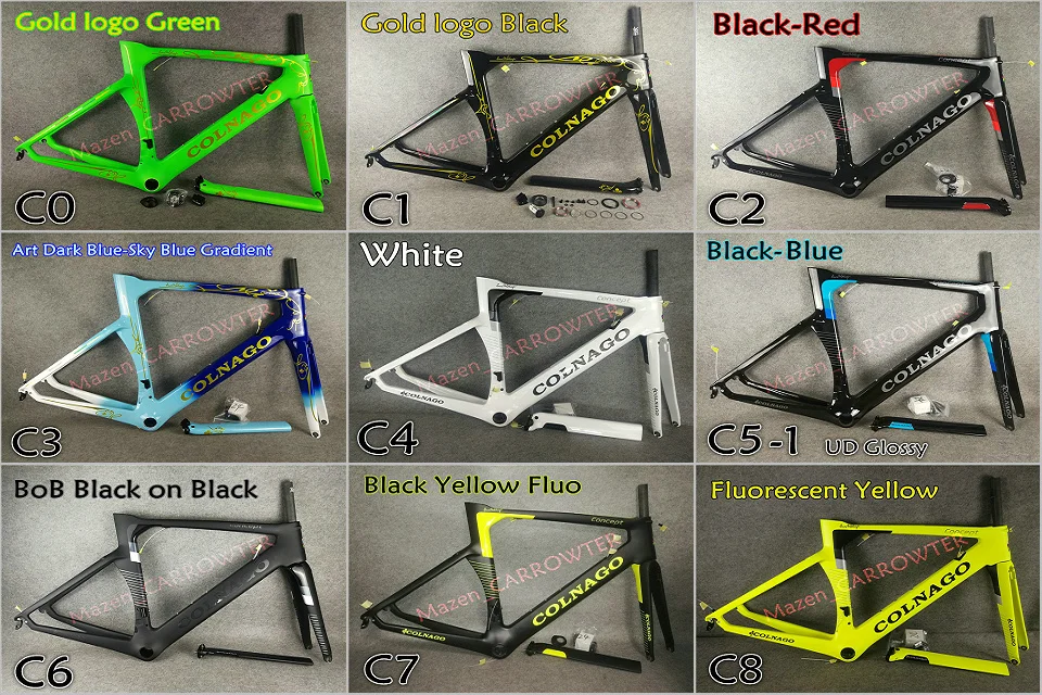 Discount T1000 3K/1K White-Red MCipollini NK1K carbon road bike frame CARROWTER bicycle frameset with Matte/Glossy for selection 42