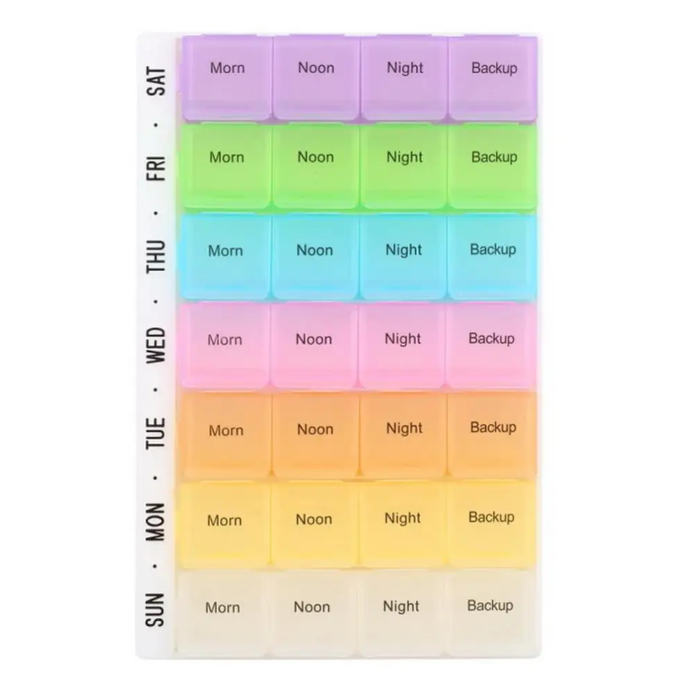 7 Day Pill Medicine Tablet Pillbox Dispenser Organizer Case With 28 Compartments Pill Box Multicolor Container For Medicines
7 Day Pill Medicine Tablet Pillbox Dispenser Organizer Case With 28 Compartments Pill Box Multicolor Container For Medicines