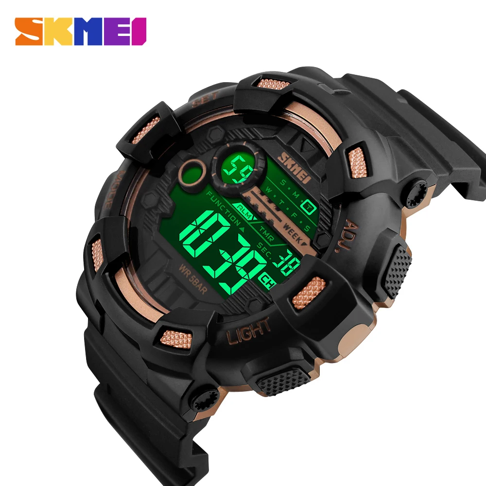 SKMEI Outdoor Sports Watches Men Digital Display Two Time Display 50M Waterproof Clock Week Display Alarm Wristwatches 1243
SKMEI Outdoor Sports Watches Men Digital Display Two Time Display 50M Waterproof Clock Week Display Alarm Wristwatches 1243