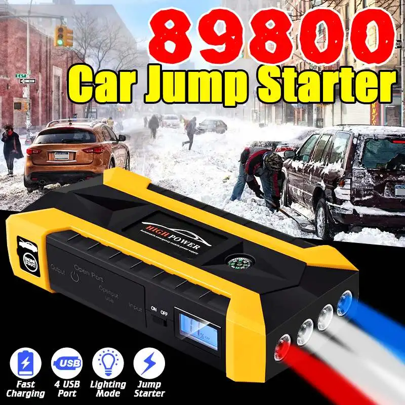 Multifunction Jump Starter 89800mAh 4 USB 4 Lights Emergency Car Battery Booster Charger Booster Powers Bank Starting Device
Multifunction Jump Starter 89800mAh 4 USB 4 Lights Emergency Car Battery Booster Charger Booster Powers Bank Starting Device
