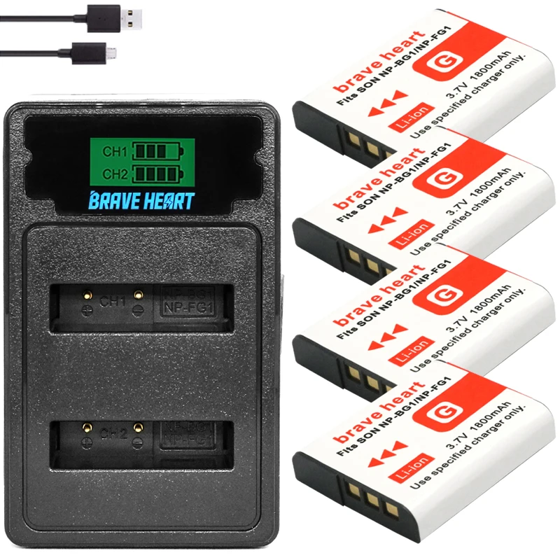 2x bateria NP BG1 FG1 NP-BG1 батарея + ЖК-дисплей двойное зарядное устройство для SONY DSC-H3 DSC-H7