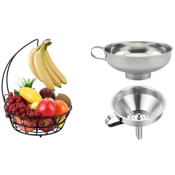 2Pcs Funnel Durable Stainless Steel Kitchen Funnels with Strainer & 1x Countertop Wrought Iron Fruit Basket
2Pcs Funnel Durable Stainless Steel Kitchen Funnels with Strainer & 1x Countertop Wrought Iron Fruit Basket