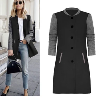 Spring And Autumn New Hot Hit Color Stitching Long-sleeved Woolen Coat Long Temperament OL Commuter Slim coat Women's Clothing
Spring And Autumn New Hot Hit Color Stitching Long-sleeved Woolen Coat Long Temperament OL Commuter Slim coat Women's Clothing