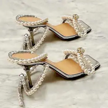 Clear Sandals Women String Bead High Heels Sandals Pearls Sandalias Mujer 2020 Bow-knot Sandale Femme Sweet Summer Shoes Women 
Clear Sandals Women String Bead High Heels Sandals Pearls Sandalias Mujer 2020 Bow-knot Sandale Femme Sweet Summer Shoes Women