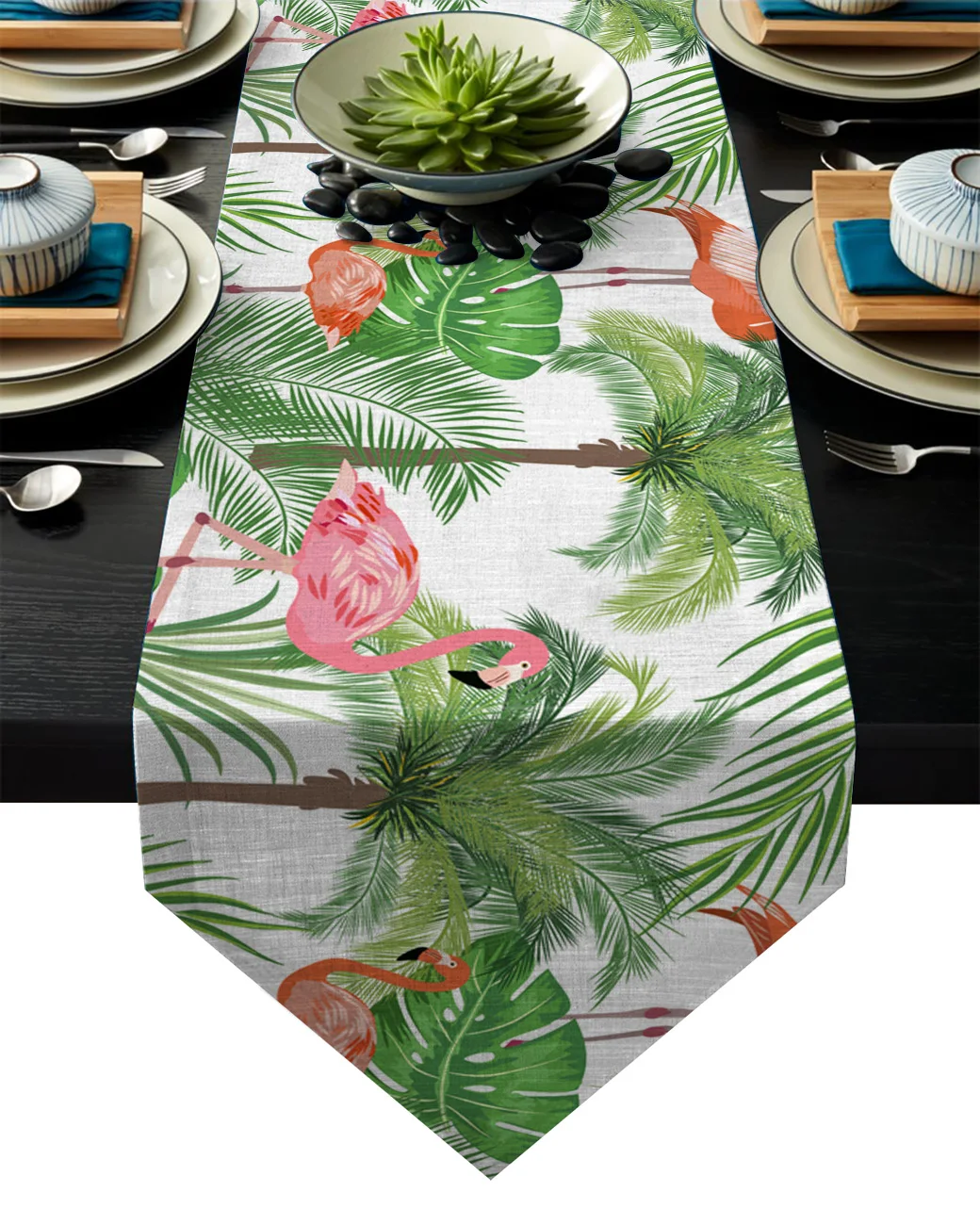 Nordic Flamingo Tropical Leaves Table Runners Modern Kitchen Decor Flag Tablecloth Placemat Hotel Home Runner | Дом и сад