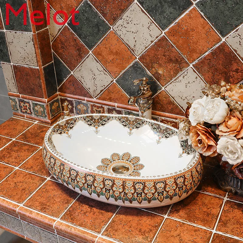 Upper Basin Ceramic Basin Washbasin Oval Small Art Wash Basin Bathroom Wash Basin Household
Upper Basin Ceramic Basin Washbasin Oval Small Art Wash Basin Bathroom Wash Basin Household