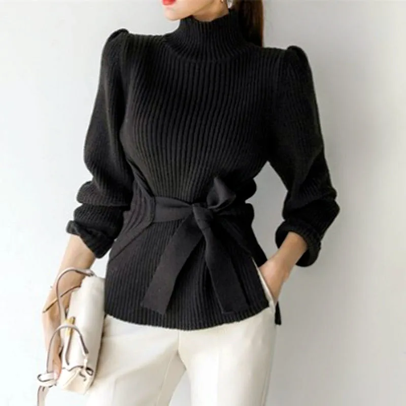 Winter Korean Women's New Long Sleeve Short Elegant Strap Waist High Neck Sweater Knit Top 2019
Winter Korean Women's New Long Sleeve Short Elegant Strap Waist High Neck Sweater Knit Top 2019