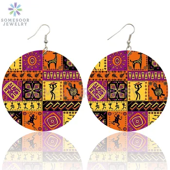 SOMESOOR Vintage Afro Ethnic Artistic African Wooden Drop Earrings Black Culture Pattern Printed Wood Ear Dangle For Women Gifts
SOMESOOR Vintage Afro Ethnic Artistic African Wooden Drop Earrings Black Culture Pattern Printed Wood Ear Dangle For Women Gifts