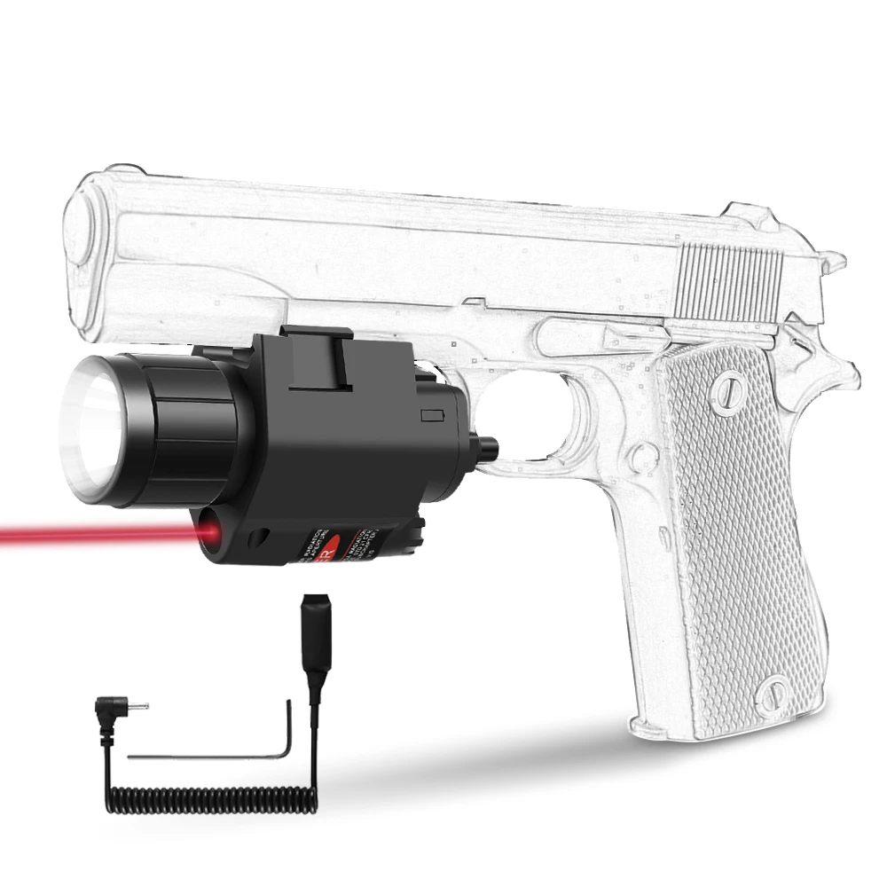 Tactical Weapon Light Military LED Gun Light Red Laser Sight 3 Modes Airsoft Flashlight with Remote Switch Hunting Gun Accessory
Tactical Weapon Light Military LED Gun Light Red Laser Sight 3 Modes Airsoft Flashlight with Remote Switch Hunting Gun Accessory