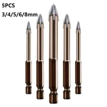 5Pcs Cross Hex Shank Tile Drill Bits Set 3/4/5/6/8mm Carbide Concrete Brick Hole Opener Wood Marble Ceramic Glass Drilling Tools
5Pcs Cross Hex Shank Tile Drill Bits Set 3/4/5/6/8mm Carbide Concrete Brick Hole Opener Wood Marble Ceramic Glass Drilling Tools
