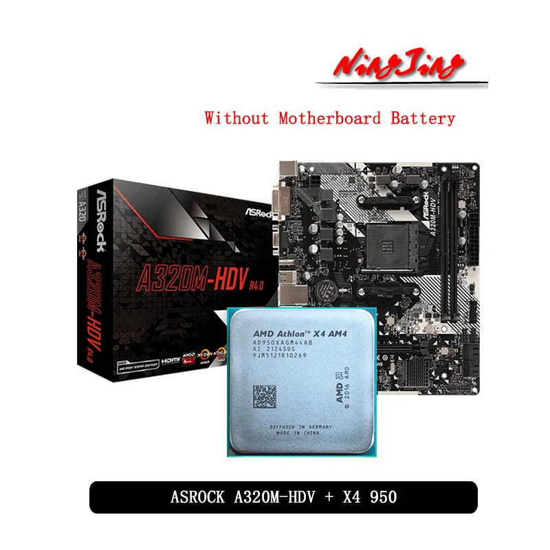 AMD Athlon X4 950 CPU + ASROCK A320M HDV R4.0 материнская плата Socket AM4 Материнская подходит для всех