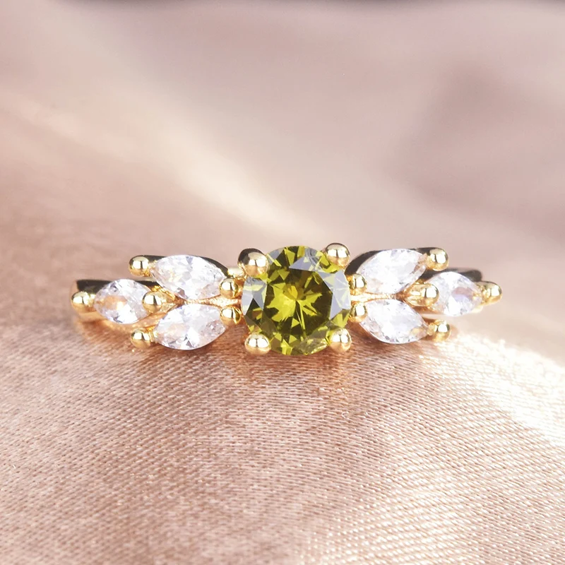 Фото Новые простые модные золотые обручальные кольца для женщин Сияющие оливковые