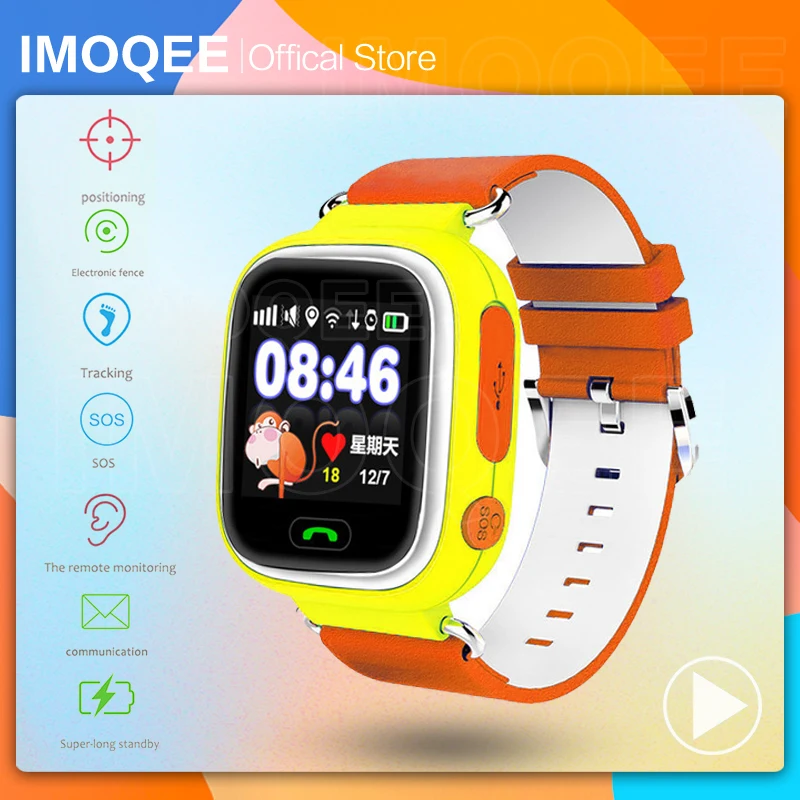 smart watch kids gps wifi Phone Position Kids Watch SOS 1.22inch Color Touch Screen Smart Baby Q90 Child gift | Электроника