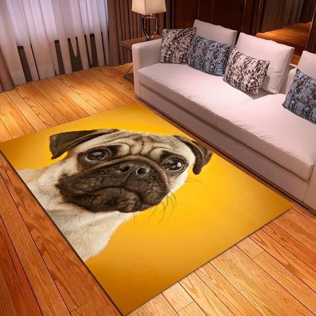 3D Pug Print Floor Carpet with realistic dog design1