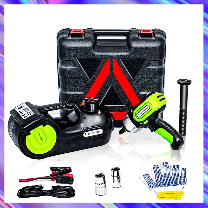 12V 5Ton 4 in 1 Electric Car Jack Kits Protable Hydraulic With Impact Wrench Tire Inflator LED Light Repair Tools |