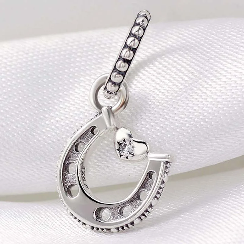 

Original Vintage Beaded Good Luck Horseshoe Pendant Beads Fit 925 Sterling Silver Charm Bracelet Bangle Diy Jewelry