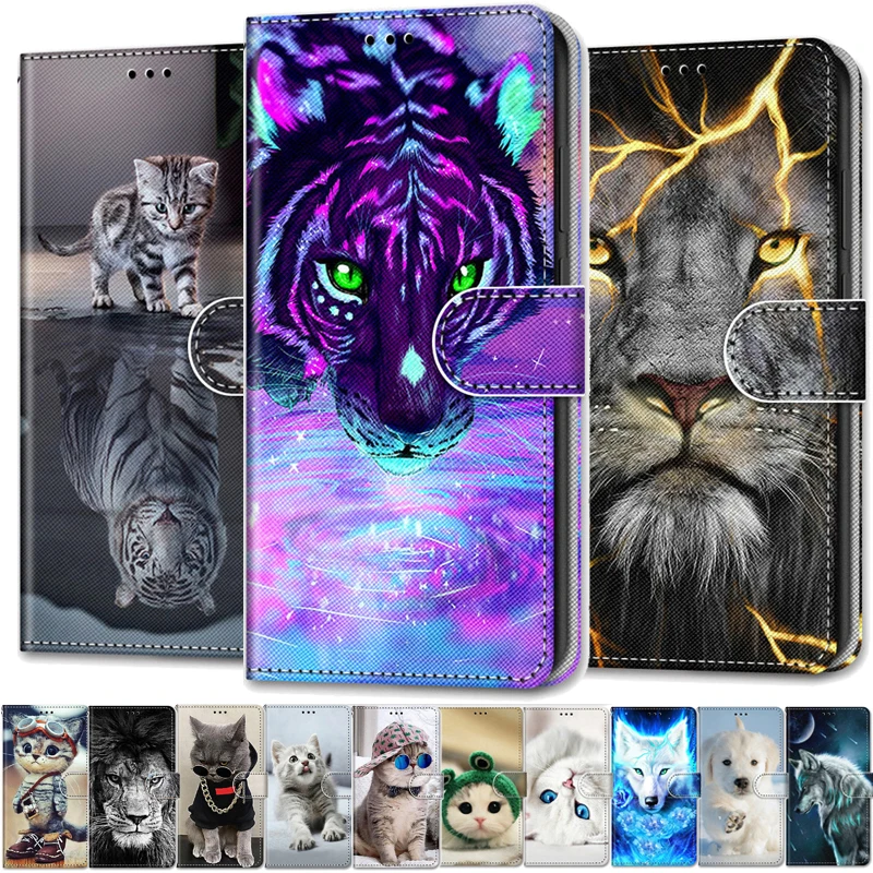 Кожаный чехол-книжка с рисунком животных для Huawei P30 чехол-кошелек HW P20 Pro P10 P9 P8 P 30 20