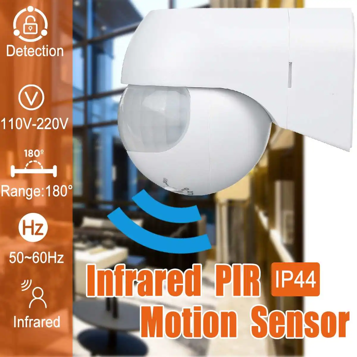 Infrared PIR Motion Sensor 180 Degree Adjustable Wireless Sensitive Alarm Detector 110V-220V Time Delay Home Security Outdoor
Infrared PIR Motion Sensor 180 Degree Adjustable Wireless Sensitive Alarm Detector 110V-220V Time Delay Home Security Outdoor