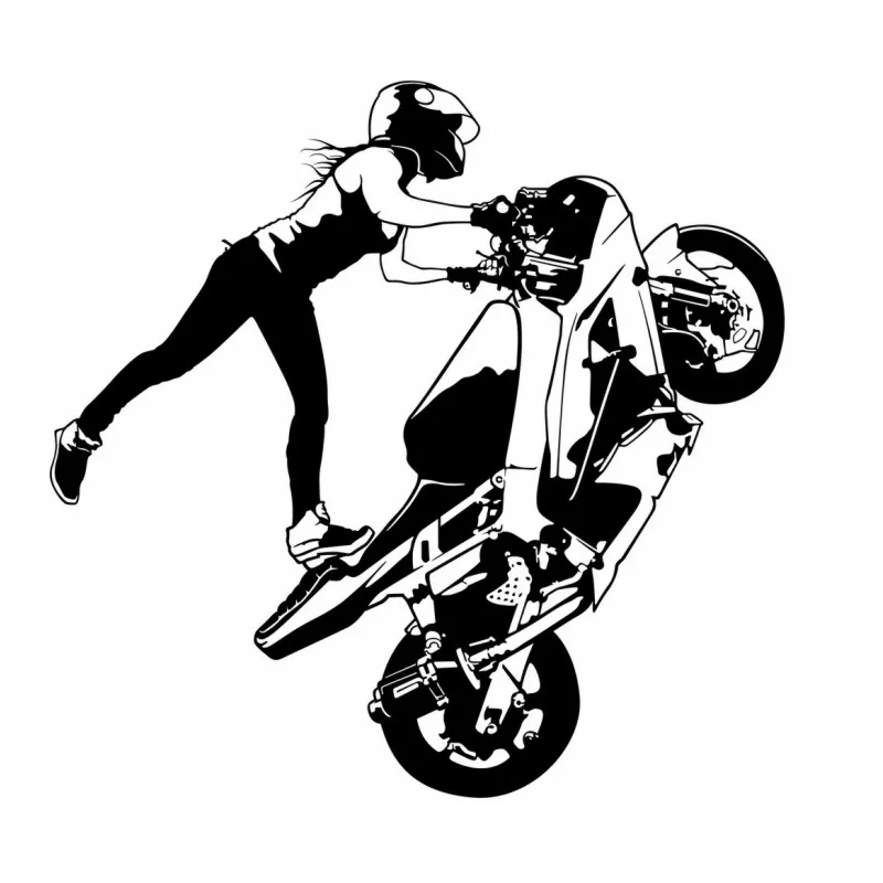 Dctal Heavy Girl Motorcycle Racing Sticker Vehicle Decal Posters Vinyl Wall Decals Classical Autobike Pegatina Decor Mural