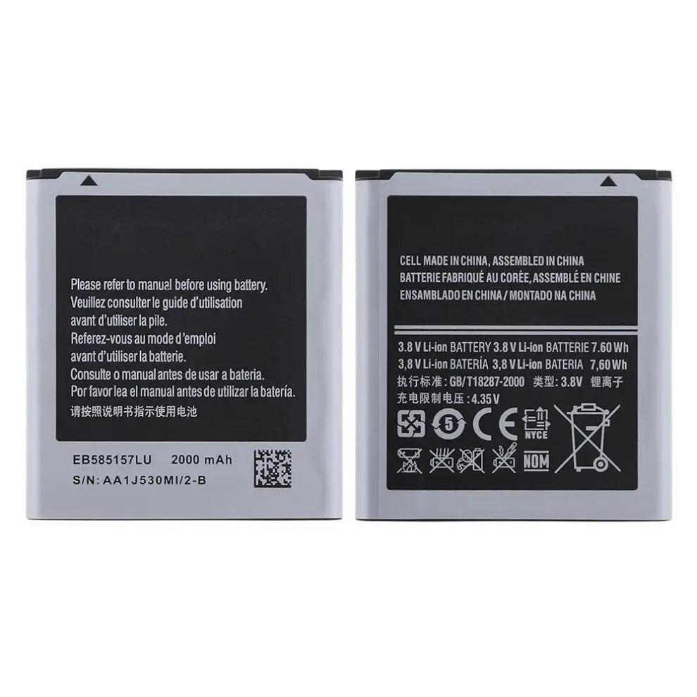 EB585157LU 3.8V 2000mAh Rechargeable Built-in Li-ion Replacement Battery Phone Accumulator fit for Samsung I869 / I8530 / I8 
EB585157LU 3.8V 2000mAh Rechargeable Built-in Li-ion Replacement Battery Phone Accumulator fit for Samsung I869 / I8530 / I8