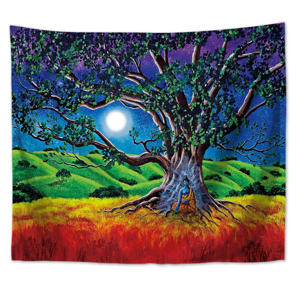 

Natural Scenery Forest Tree Moon Tapestry Wall Hanging Dorm Decor Wall Tapestry Wall Carpet Trippy Psychedelic Tapestry Blankets