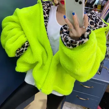 Fluorescent green stitching leopard print lazy wind loose imitation lamb fur coat female
Fluorescent green stitching leopard print lazy wind loose imitation lamb fur coat female