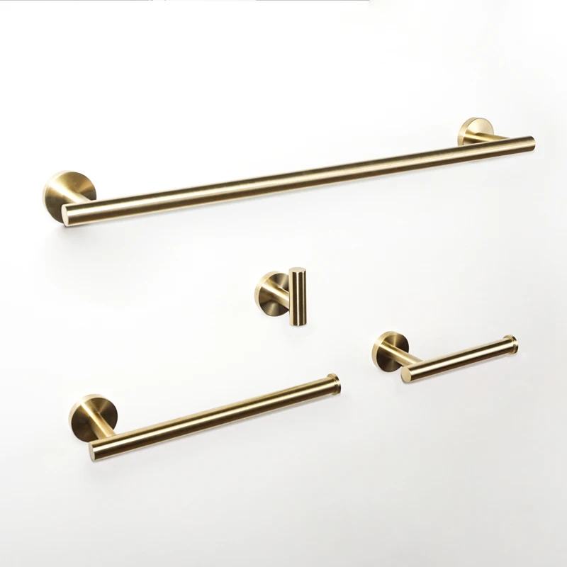 Brushed Gold Stainless Steel Round Single Towel Bar Toilet Kitchen Paper Holder Robe Towel Coat Hooks Bathroom Accessories Set
Brushed Gold Stainless Steel Round Single Towel Bar Toilet Kitchen Paper Holder Robe Towel Coat Hooks Bathroom Accessories Set
