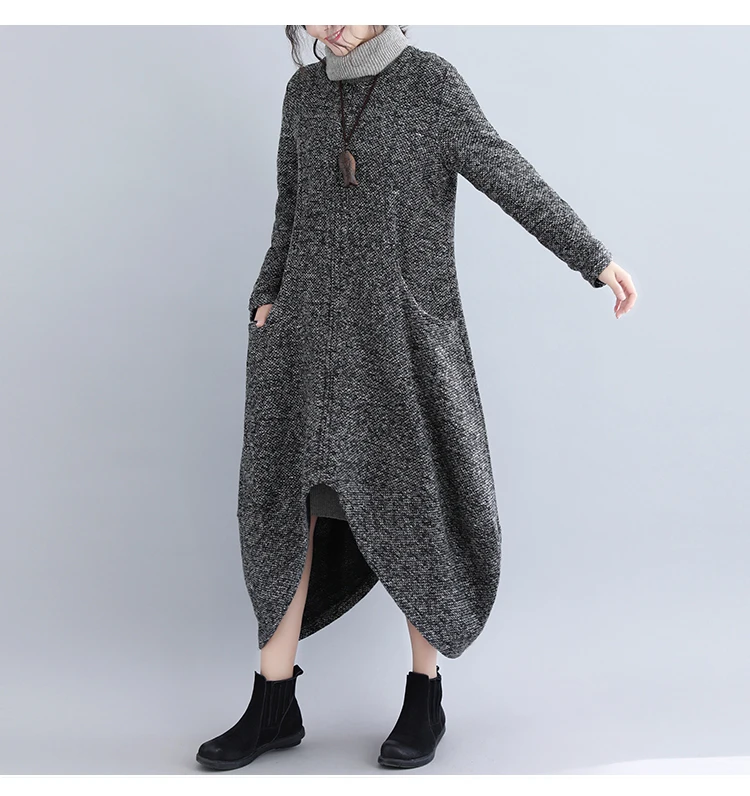 Autumn Winter Women Dress Plus Size Elegant Outwear Coat Long Maxi Dresses For Women Irregular Warm Coat Dress Vestidos 2019 7